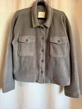 Frame Denim Taupe Gray Teddy Shacket